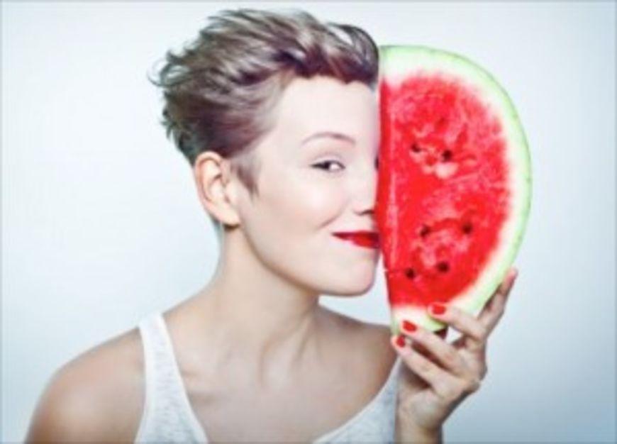 woman and watermelon